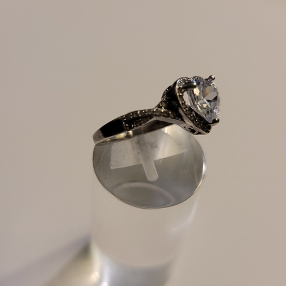 2.25ctw HEART TOPAZ STERLING ENGAGEMENT RING - Picture 2 of 7